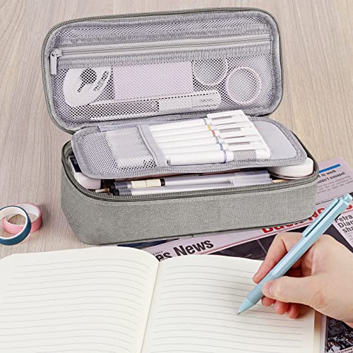 Detalle 2 de WEMATE Large Pencil Case: Upgraded Canvas with Big Capacity and 5 Organizational Compartments