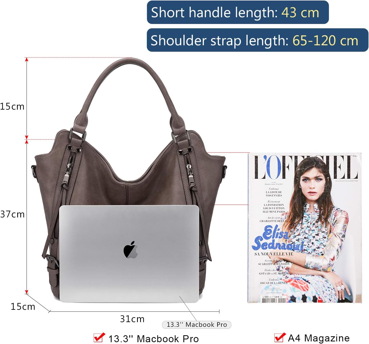 Thumbnail 1 de RealER Borsa Donna Set (2 pezzi) grande hobo tote + clutch in eco-pelle taupe