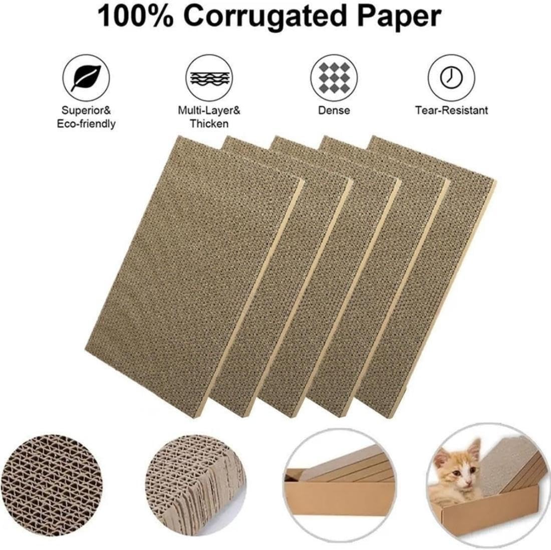 Detalle de Cat Scratching Board with Box 42 x 26 cm 5 Layers Cat Scratcher