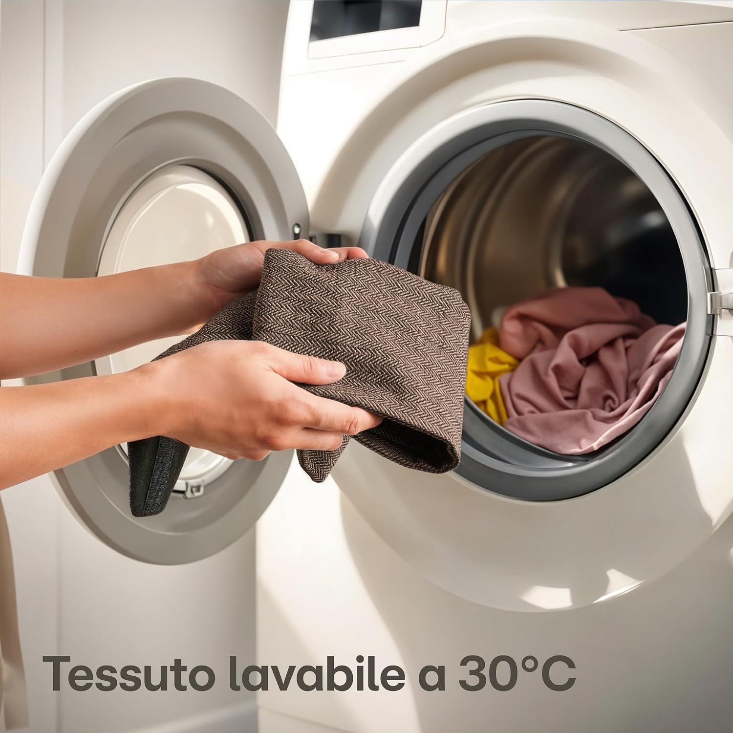 Thumbnail 4 de Paraspifferi per porte 70-100 cm - Tessuto lavabile, risparmio energetico - Marrone