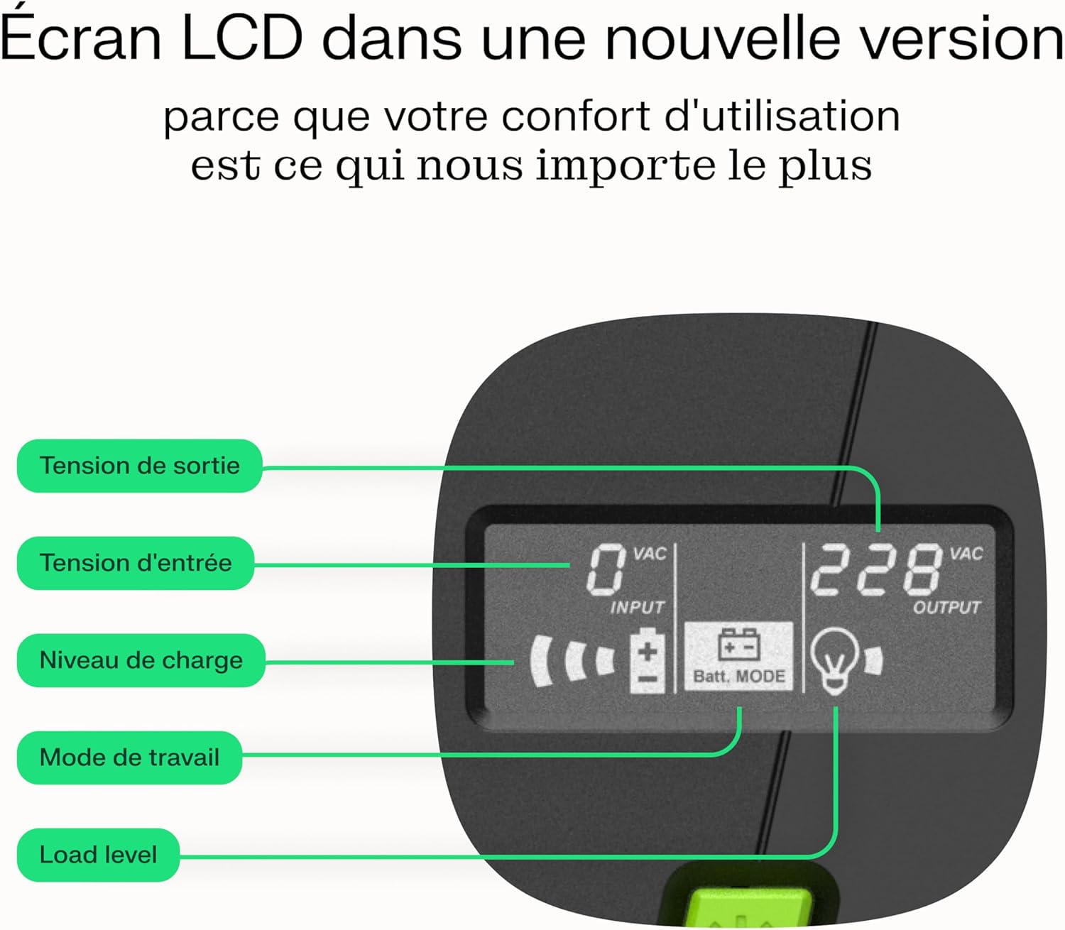 Thumbnail 6 de Green Cell PowerProof UPS 650VA/360W con display LCD, batteria 12V 7Ah e prese Schuko