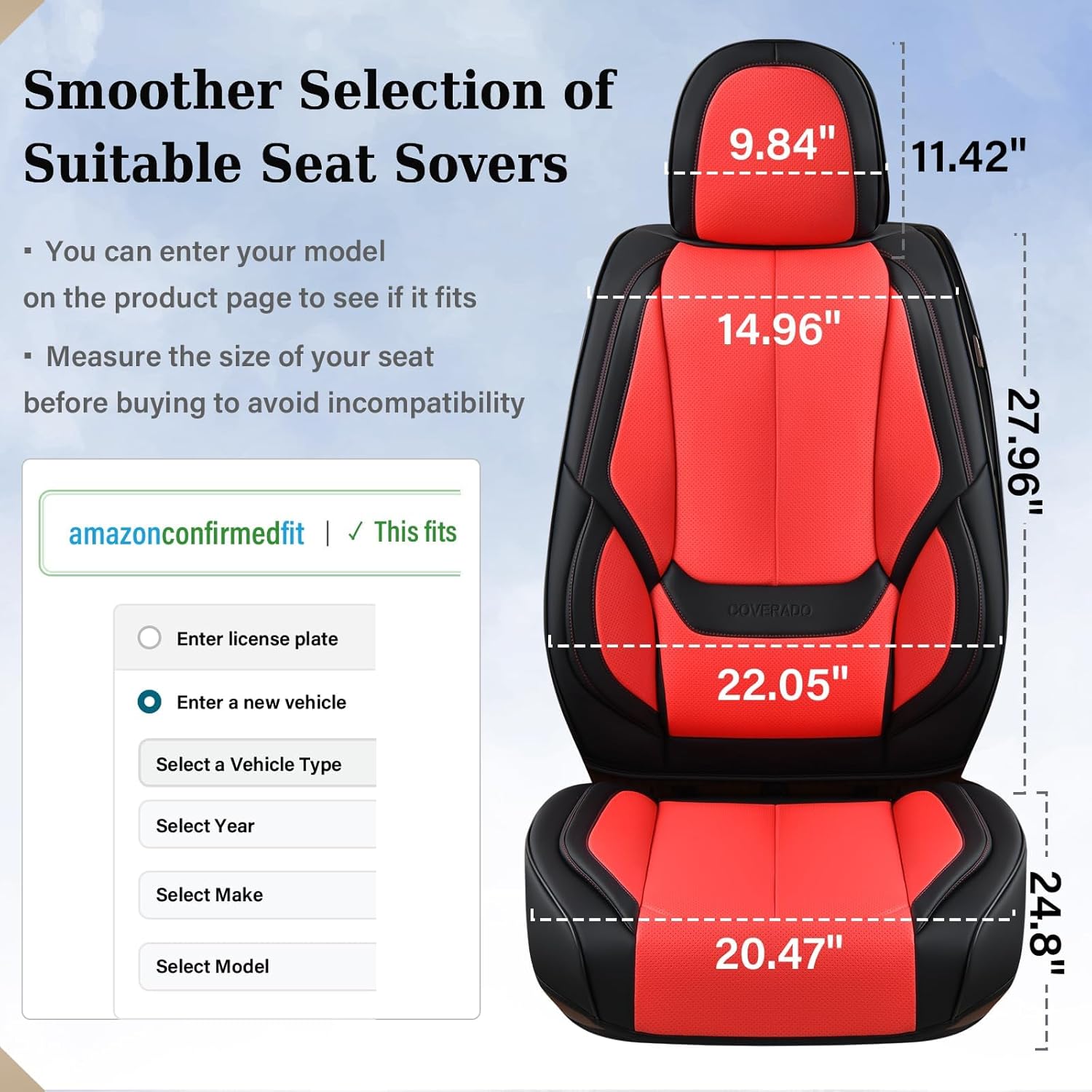 Thumbnail 3 de Coverado Seat Covers: Front Car Seat Covers in Nappa Leather, Waterproof, Universal Fit