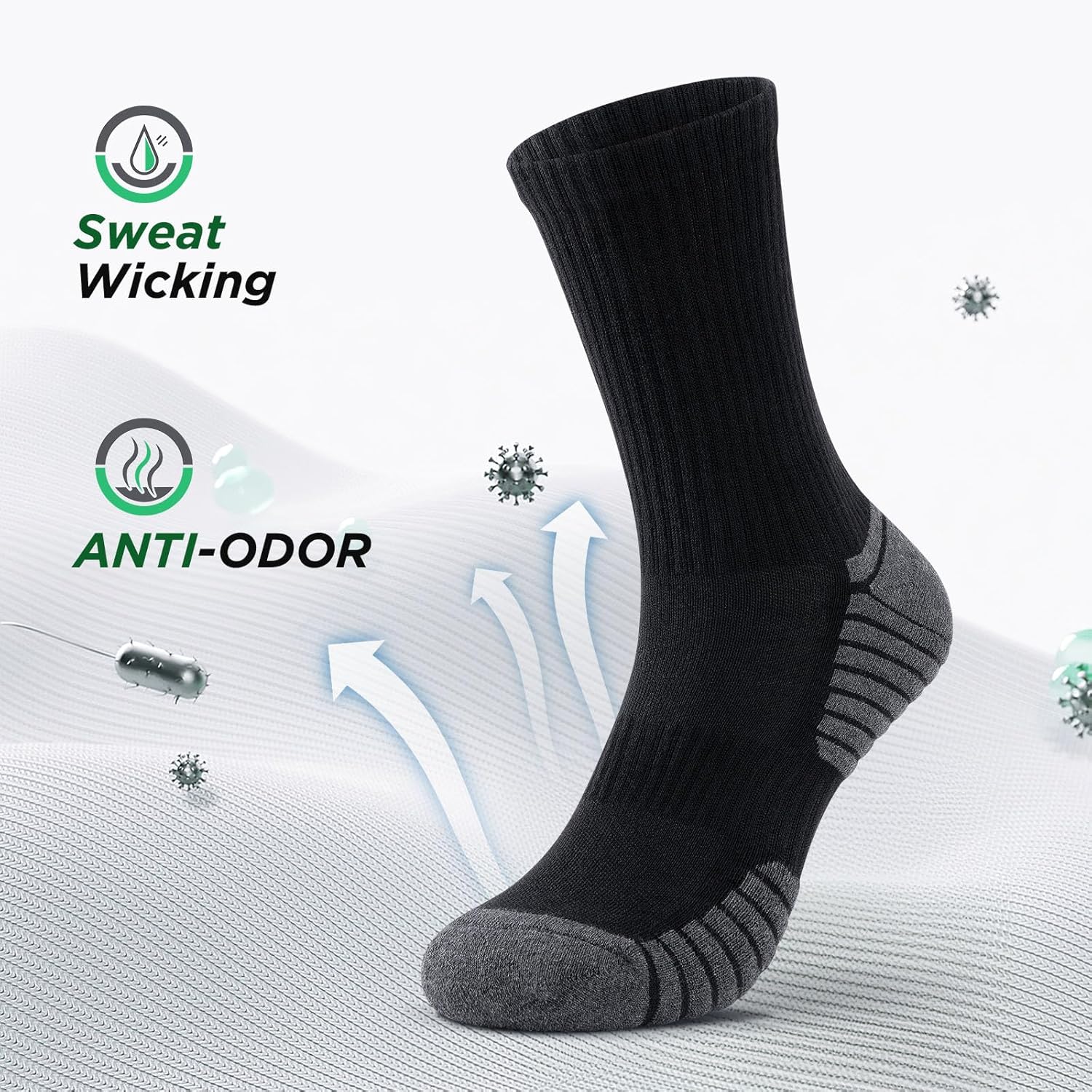 Thumbnail 4 de Alaplus Men's Hiking Socks Breathable Cotton Crew – Multipack (5/6 Pairs)