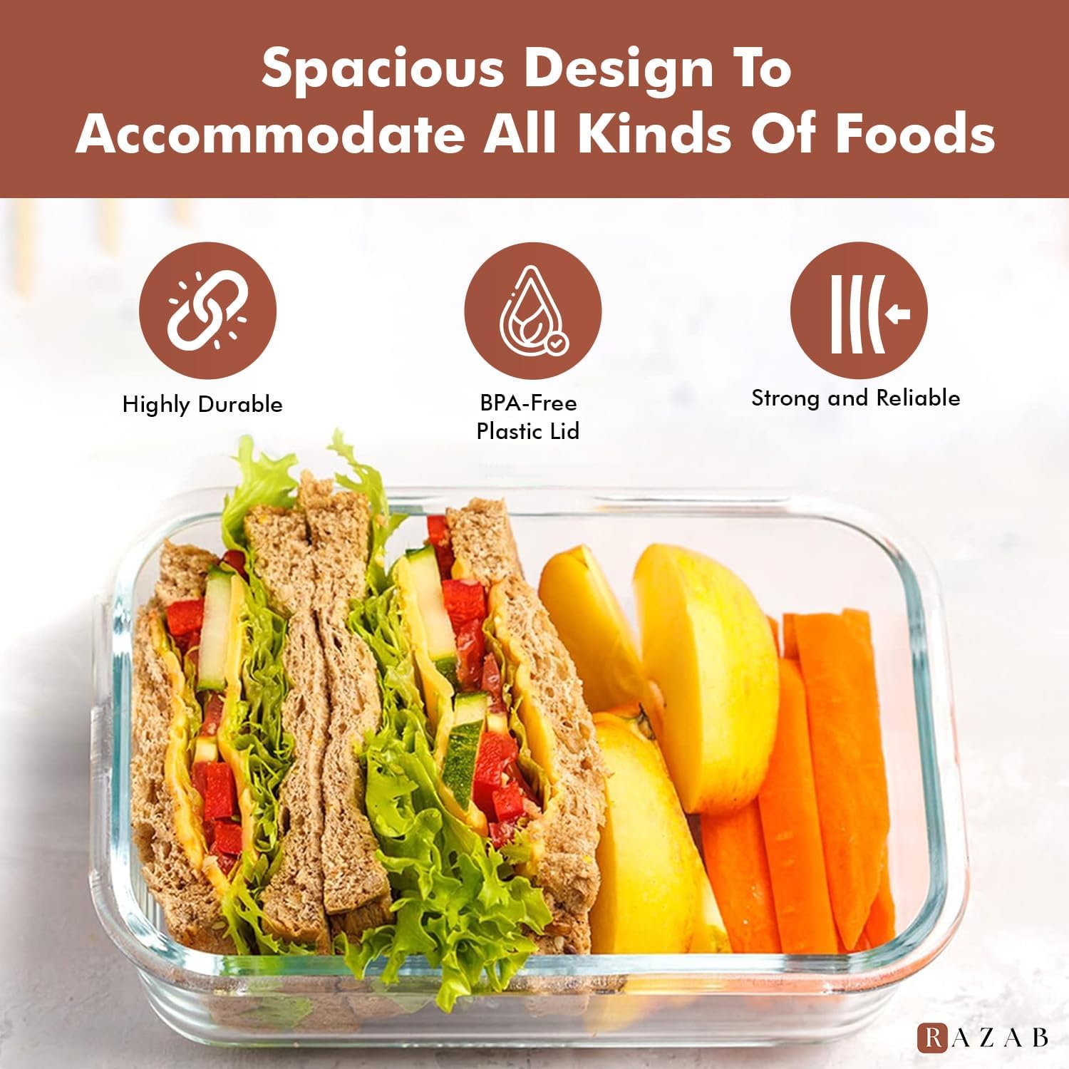 Detalle de Razab 35 Pc Glass Food Storage Set with Lids for Meal Prep