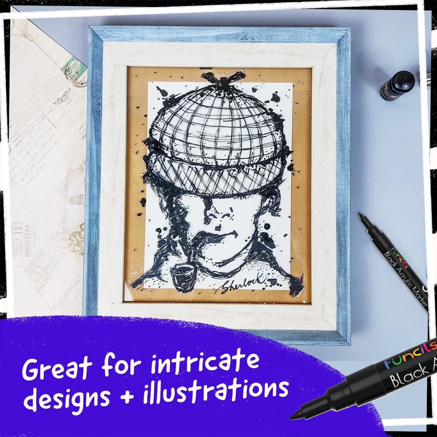 Thumbnail 4 de Funcils 5 Acrylstifte Schwarz (1/3/6/10/15 mm) für Steine, Glas, Holz & Leinwand