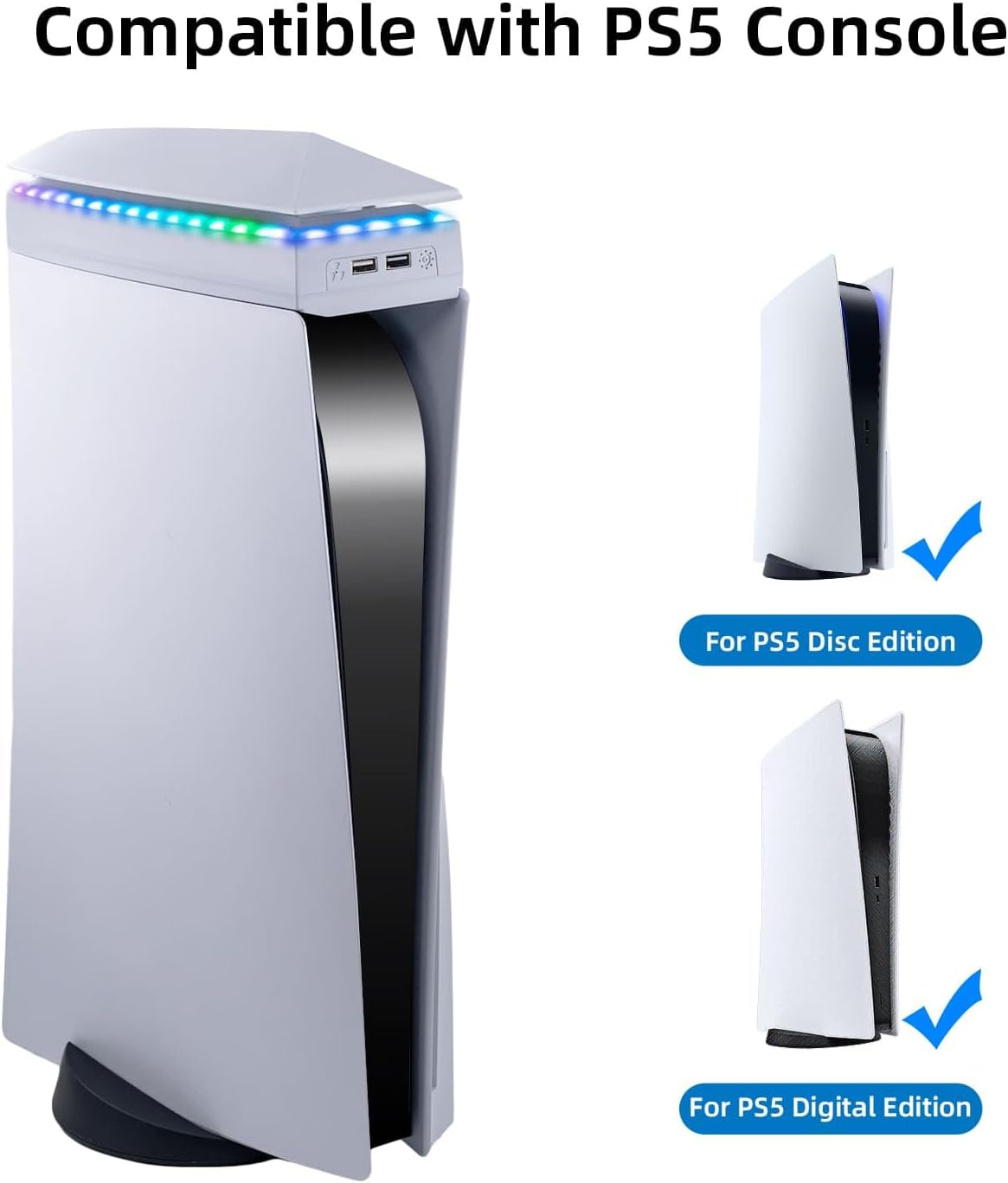 Thumbnail 1 de McBazel Station de refroidissement pour PS5 (Disque & Digital), 3 vitesses RGB et ports USB 2.0