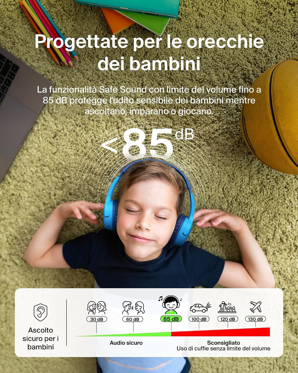 Thumbnail 2 de Belkin SoundForm Mini cuffie wireless per bambini 30 h
