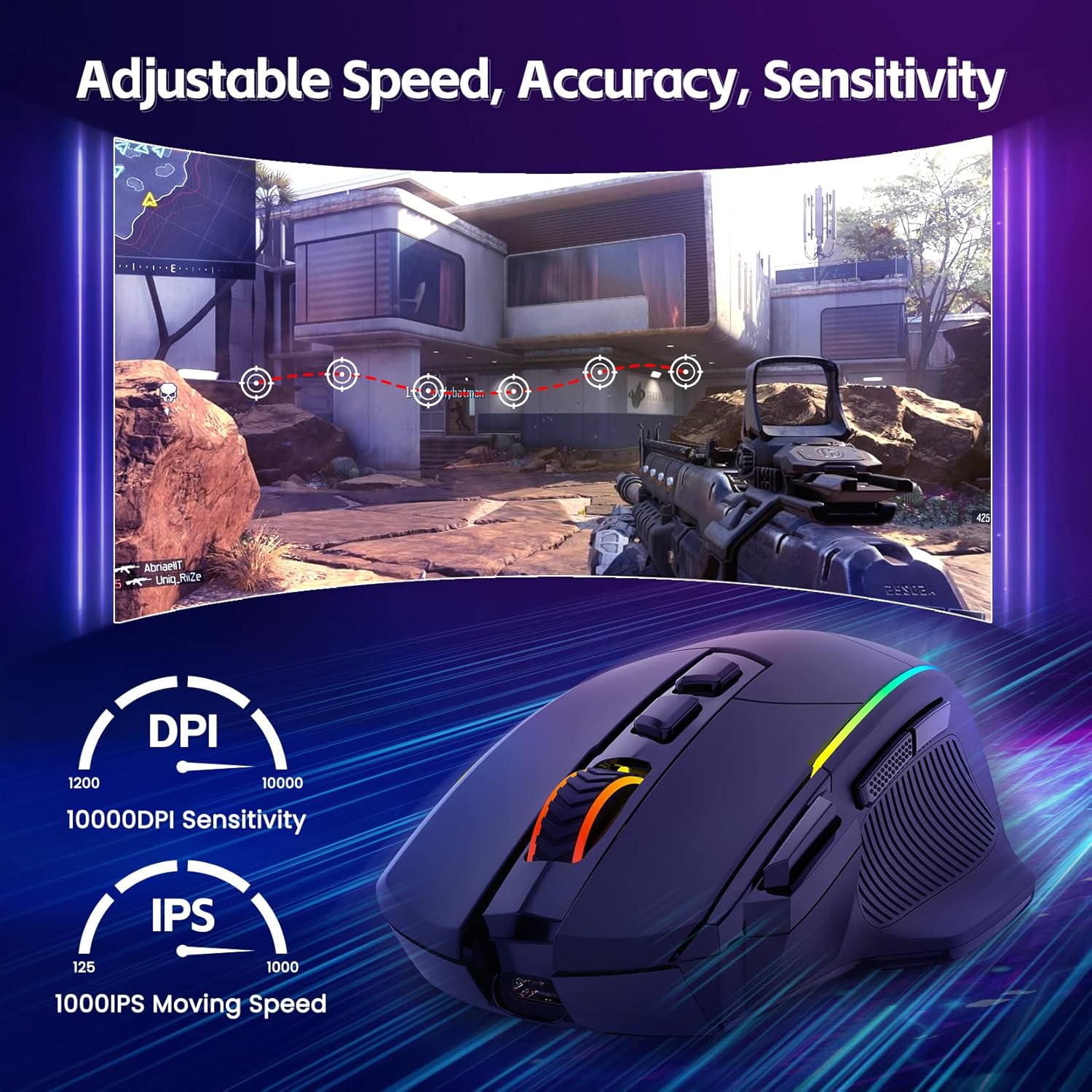Thumbnail 4 de RisoPhy Gaming Maus Kabellos RGB 10000 DPI