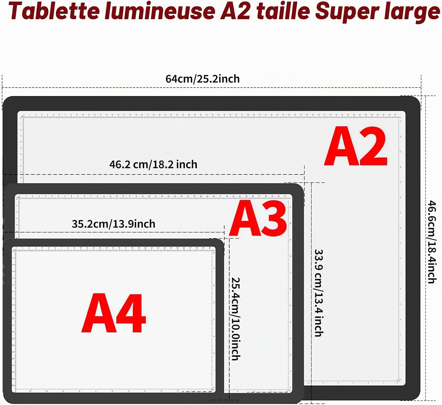Detalle de TOHETO Magnetische A2-lichttafel voor diamantschilderen met 3 lichtkleuren