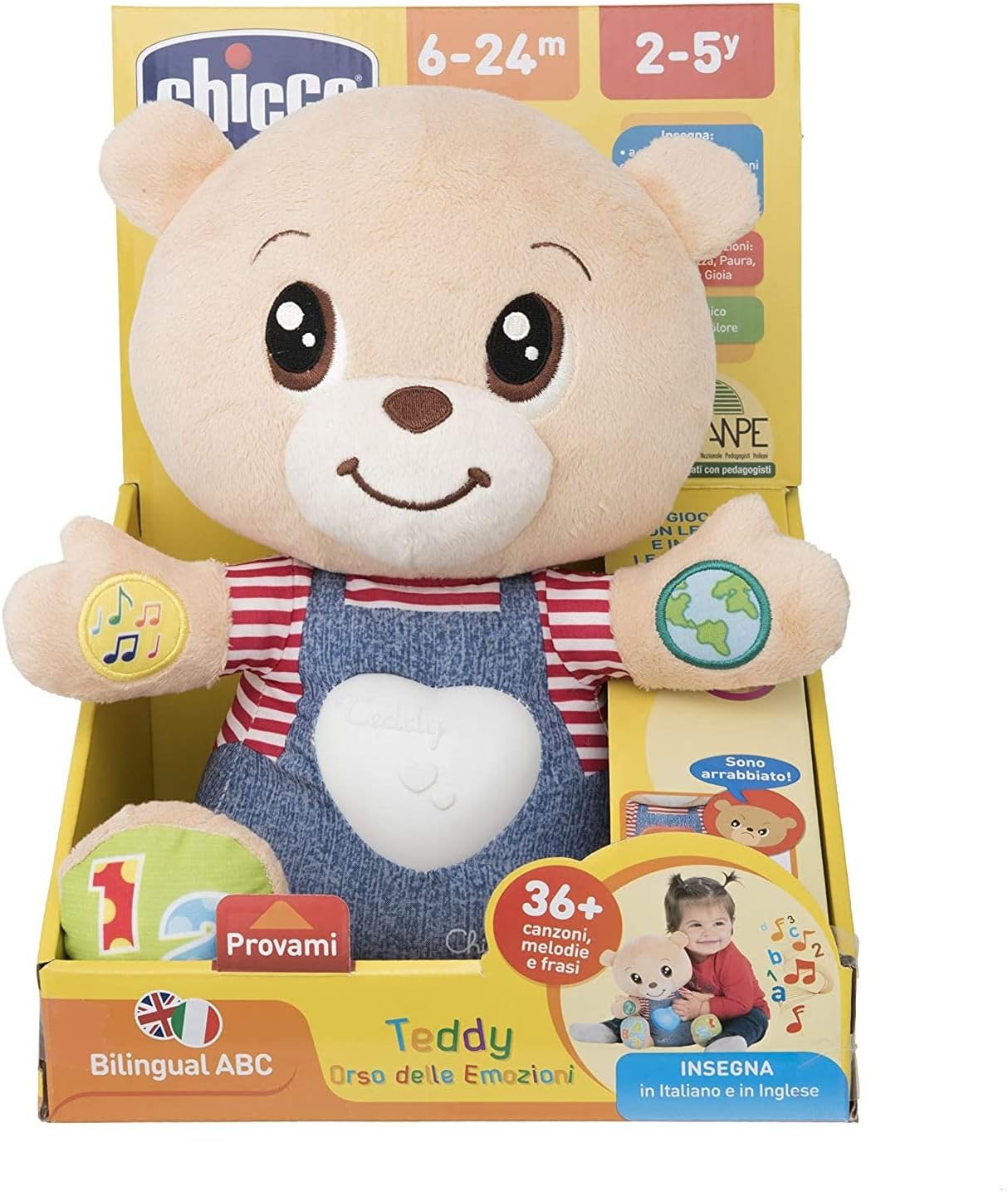 Detalle 2 de Chicco Teddy Orso Peluche Interattivo: educazione, emozioni e numero-per-letture per bimbi 6 mesi–5 anni