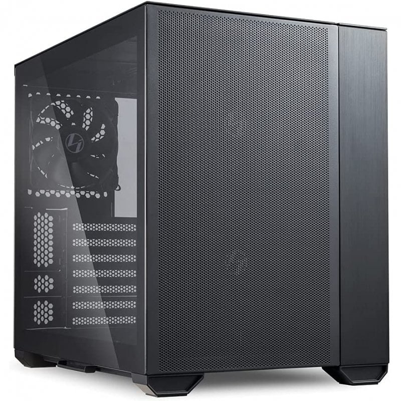 Detalle de Lian-Li O11 Air Mini: caja modular de aluminio negro para Mini ITX/ATX con flujo de aire extremo