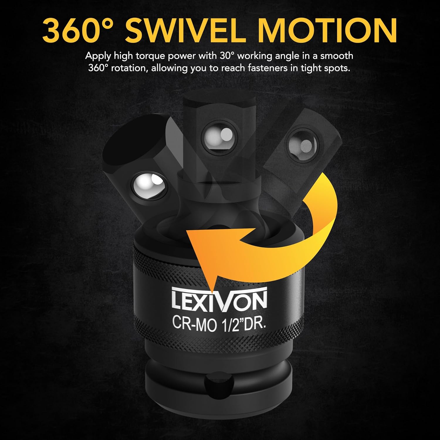 Detalle 2 de LEXIVON LX-113 Impact Universal Joint Socket Swivel Set, 3-Piece, Cr-Mo Steel