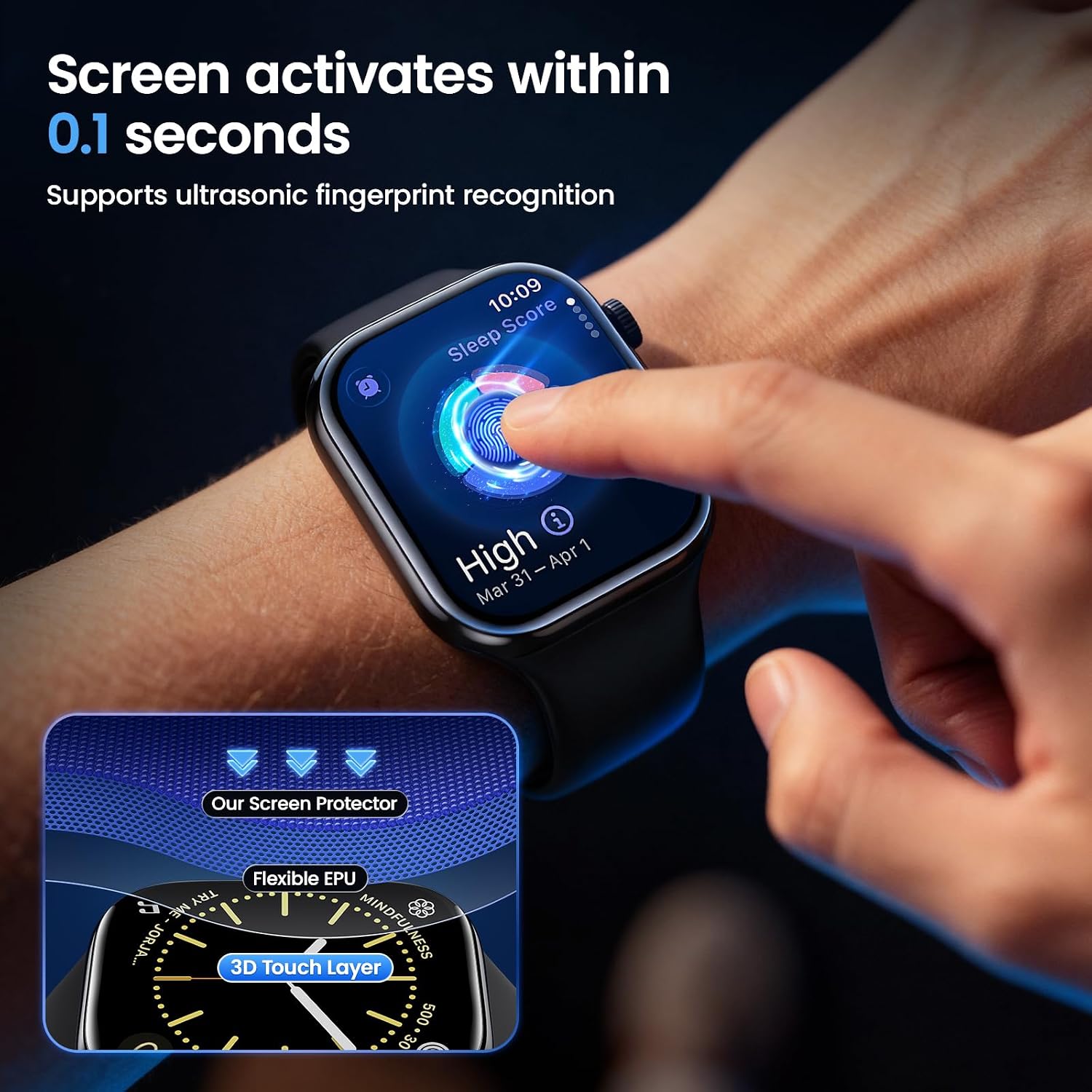 Thumbnail 6 de UniqueMe 40/41mm Apple Watch Screen Protector (SE3/SE2/SE/4/5/6/7/8/9) - 4 Pack, Soft Clear EPU Film