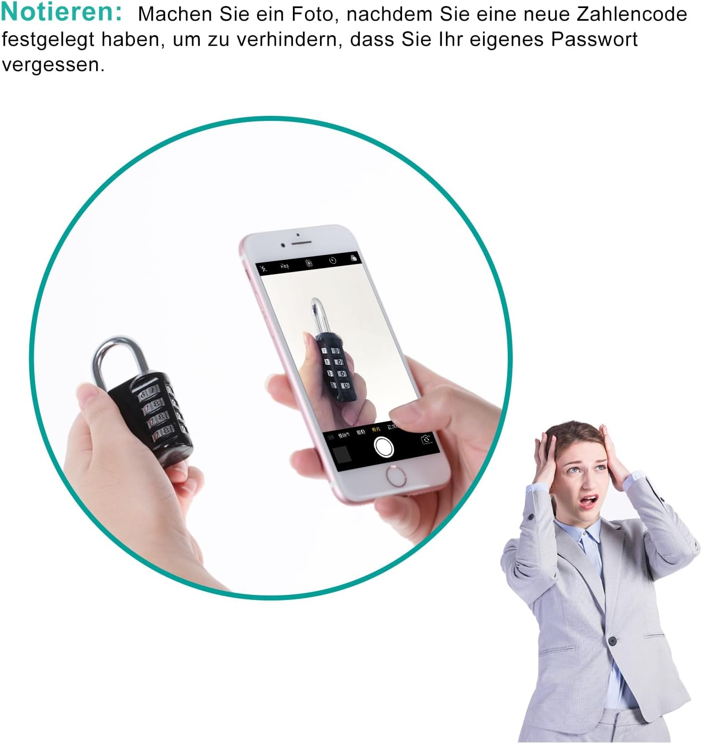 Thumbnail 6 de ZHEGE Zahlenschloss 4-stellig mit Zahlencode