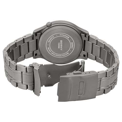 Detalle de BERNY reloj de titanio con movimiento VH31, cristal de zafiro y 5 ATM