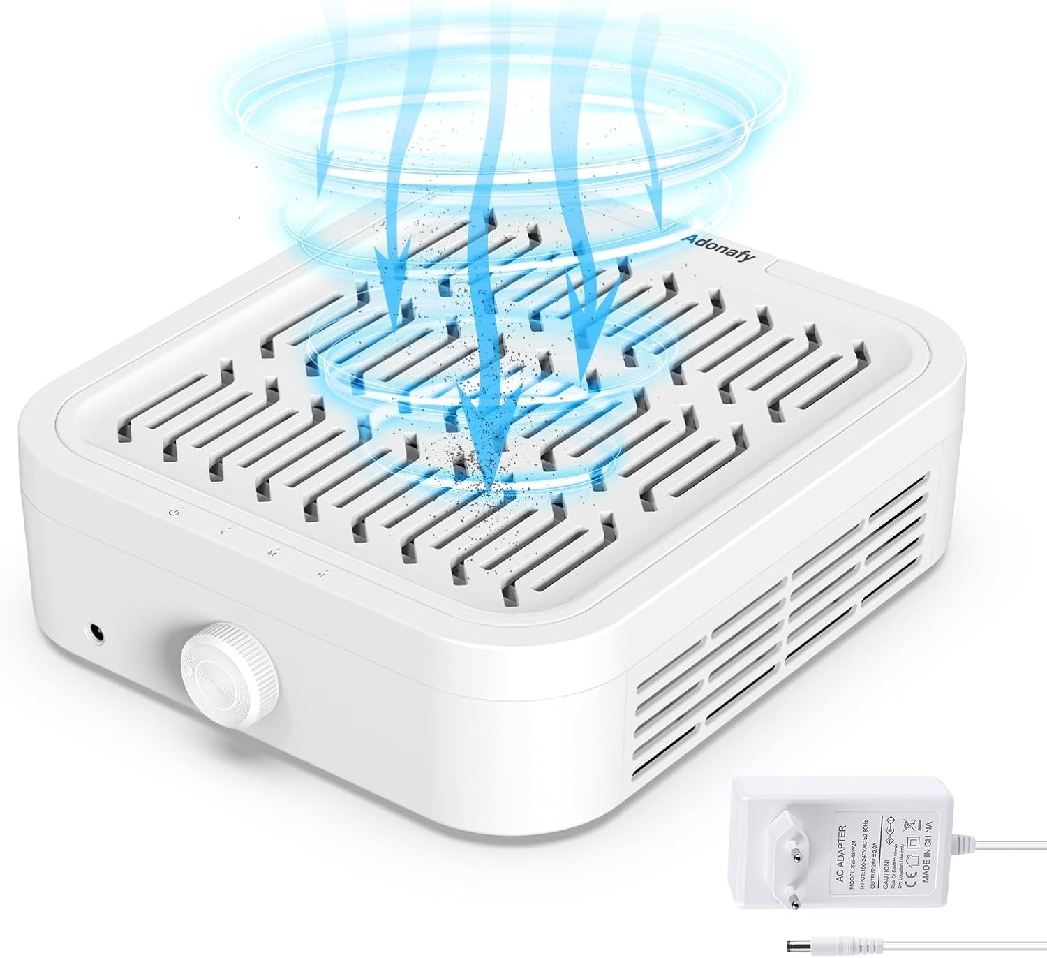 Adonafy Aspiratore Unghie Professionale 120W: Aspirapolvere per Unghie per Principianti, Bianco