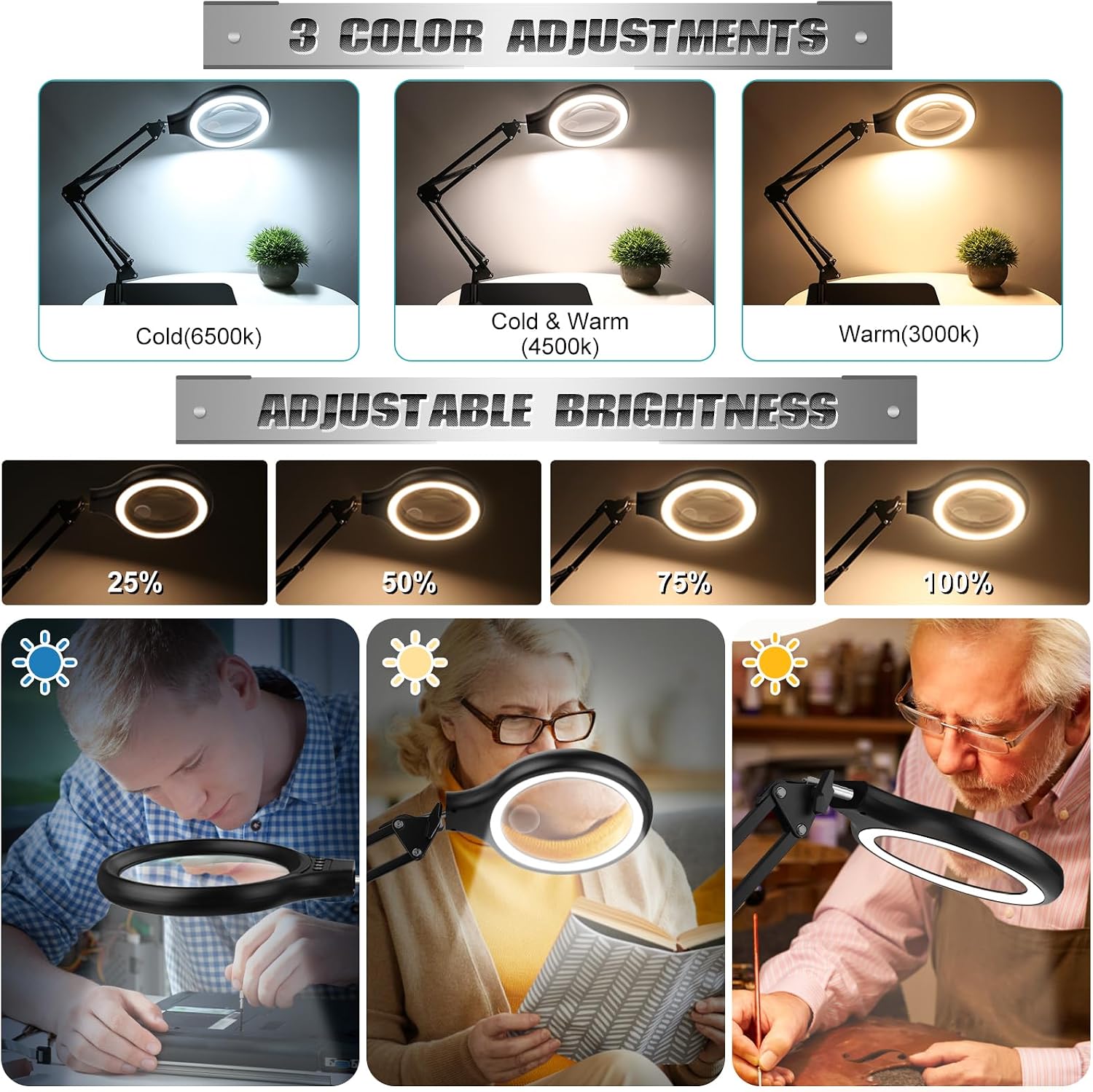 Detalle 1 de NZQXJXZ Lighted Magnifying Glass 5-inch