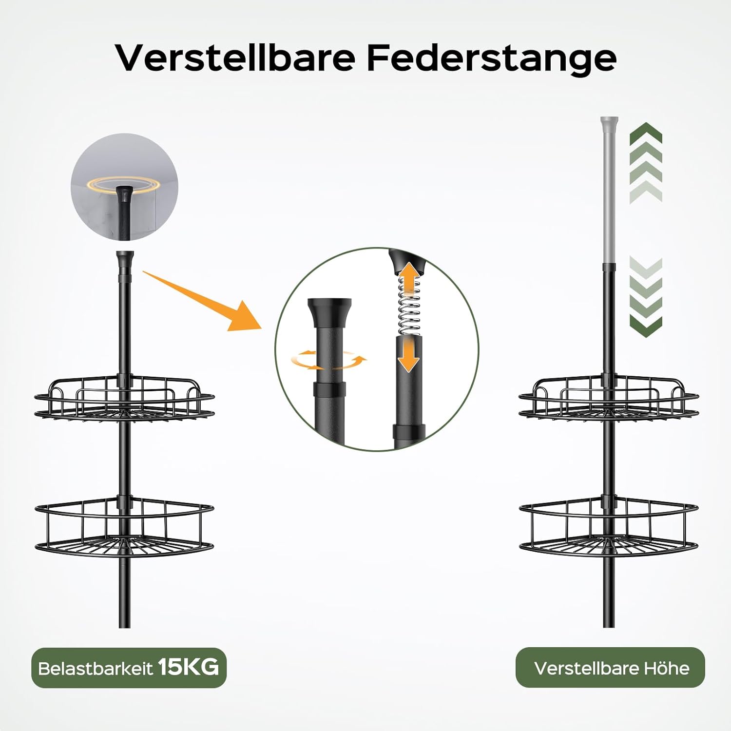 Detalle de HAMITOR Teleskop Duschablage verstellbar 121–314 cm