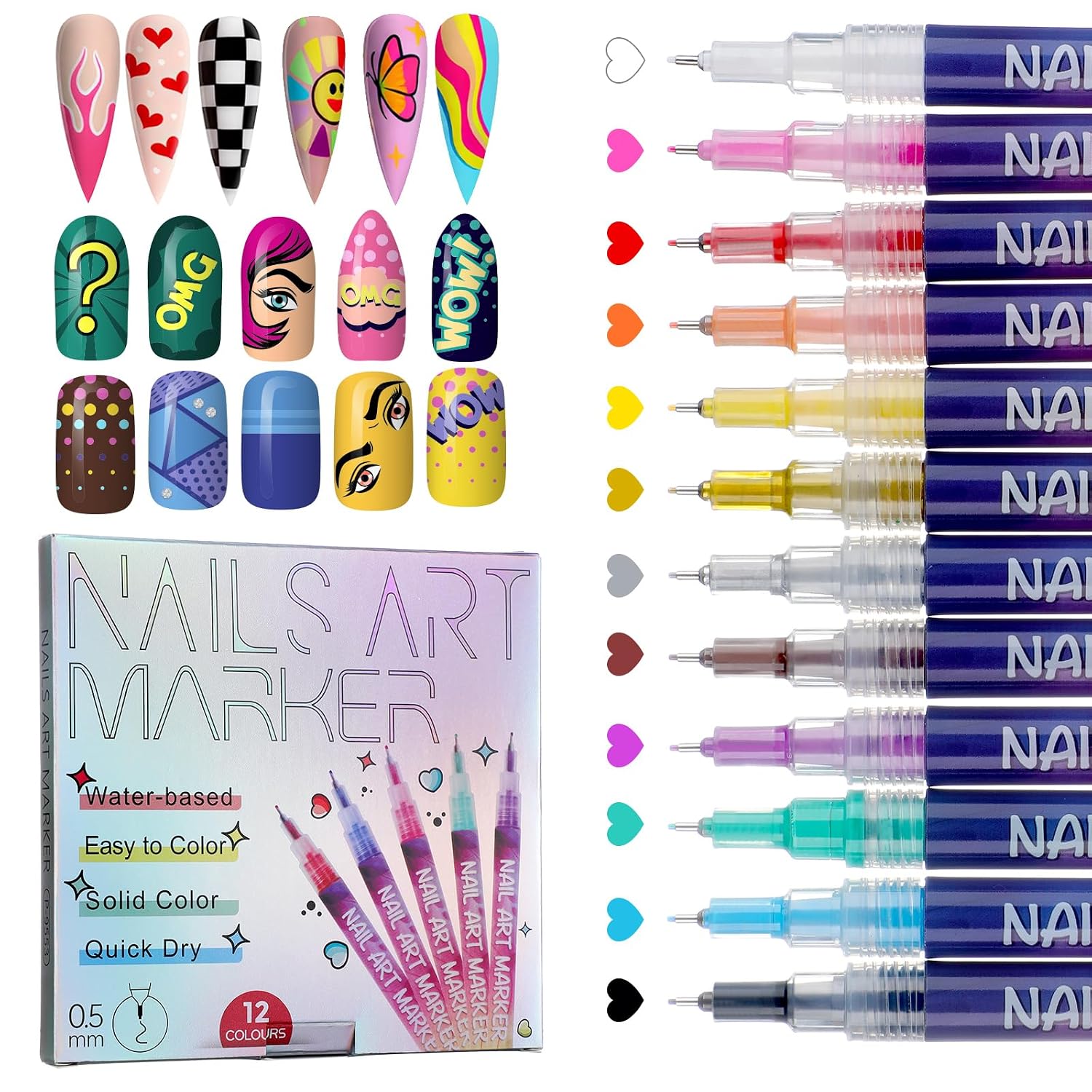 Detalle de 12 Farben Nagellackstift Set für Nail Art