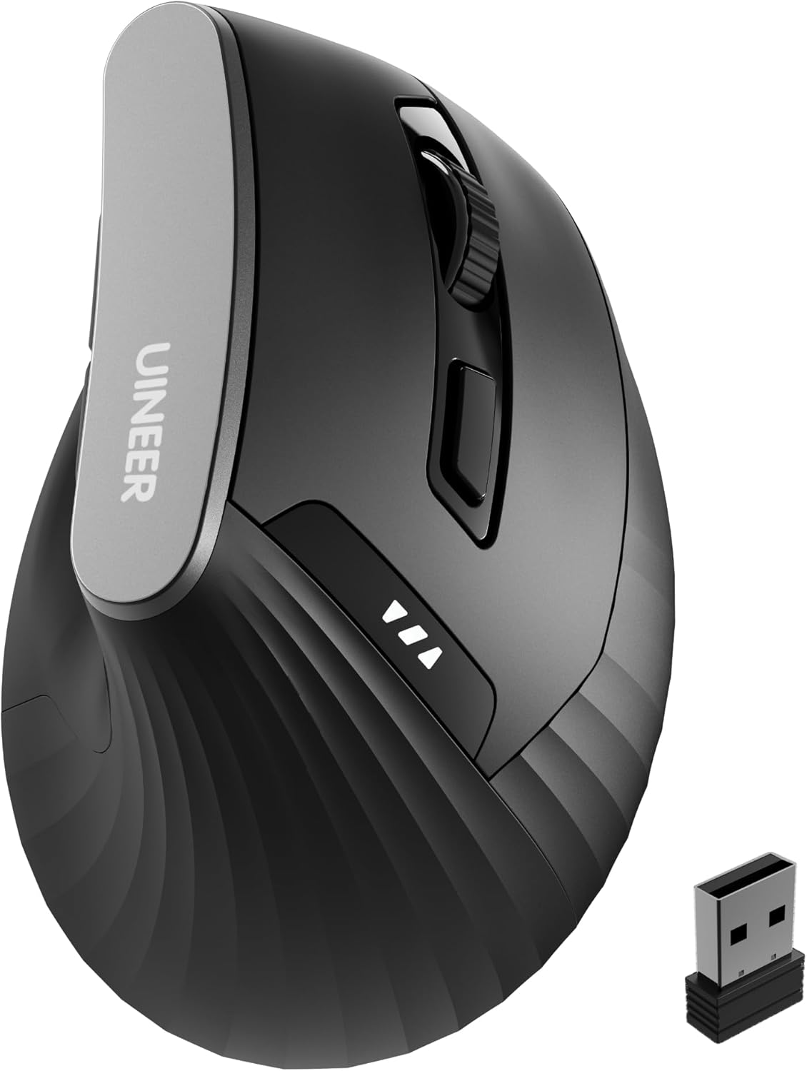 Detalle de Ergonomic Wireless Vertical Mouse with 2.4G Receiver, 2400 DPI, USB A, Rechargeable Battery