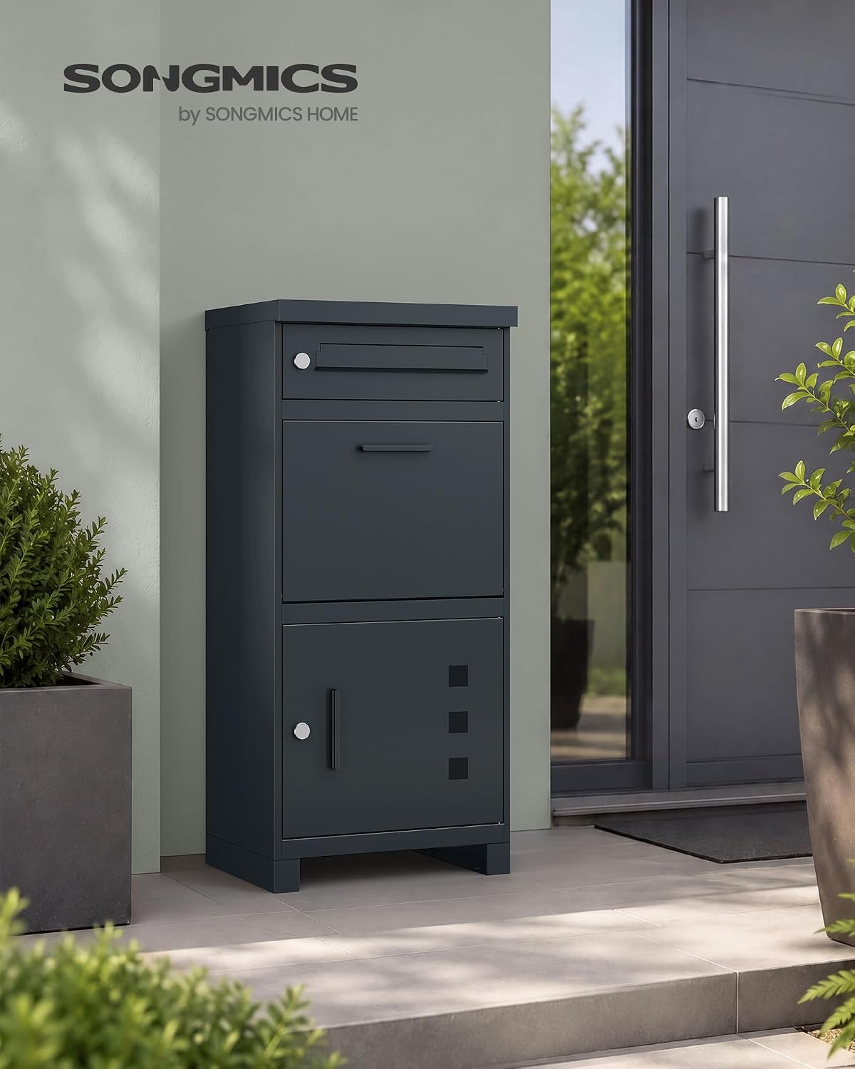 Detalle 2 de SONGMICS GMB091GZ01V1 Outdoor Parcel Box, 55 L, Dual Compartments