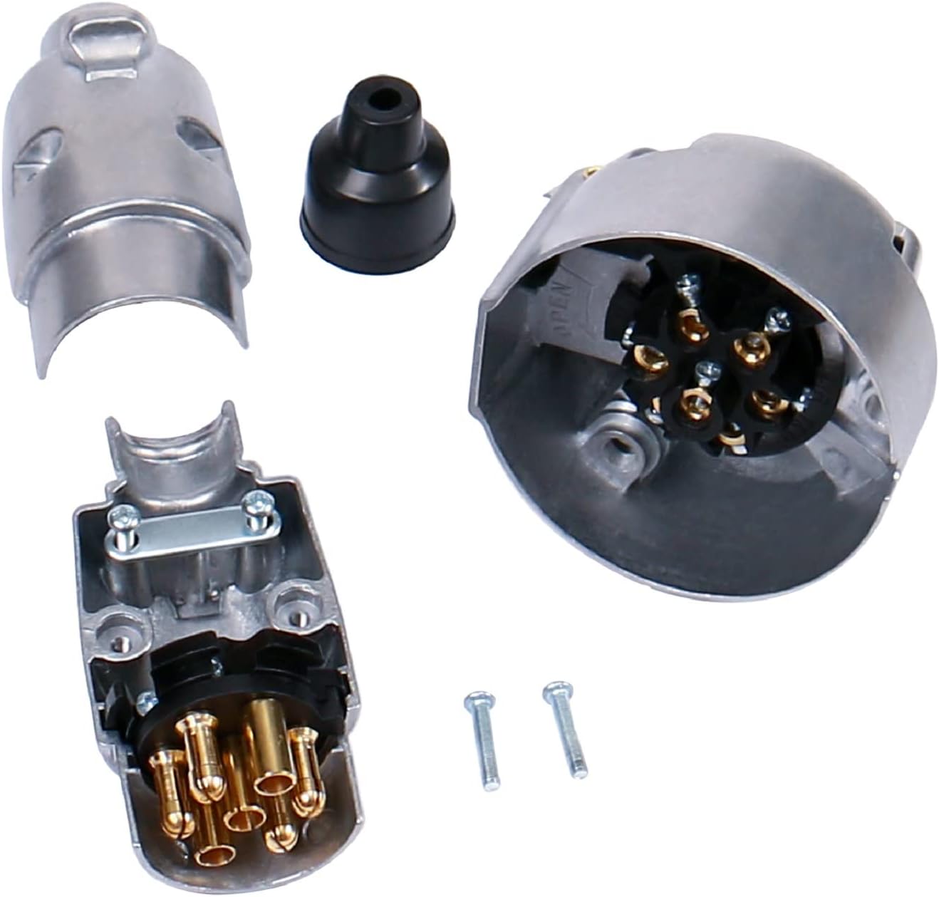 Thumbnail 1 de Woola Metal 7 Pin Trailer Plug and Socket — 12V European Standard, Aluminium Alloy with Copper Pins