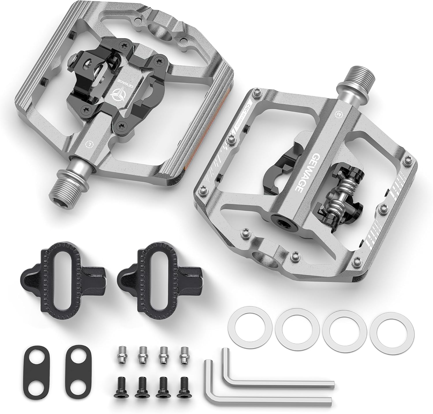 Thumbnail 5 de GEWAGE pédales de VTT plateforme 9/16" avec réflecteurs et pédales à clic compatibles SPD