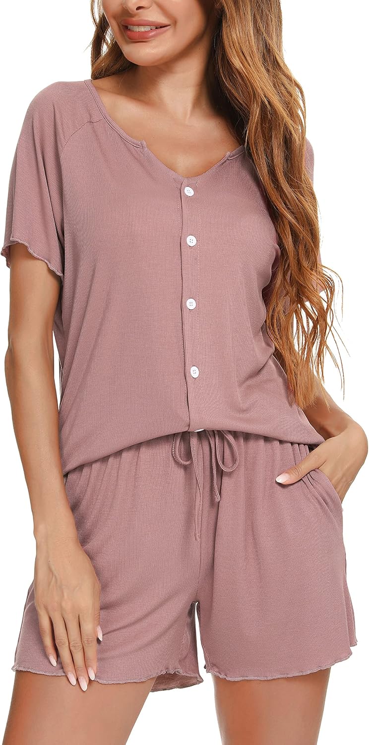 Detalle 2 de Vlazom Pyjama-Set U-Ausschnitt mit Knöpfen