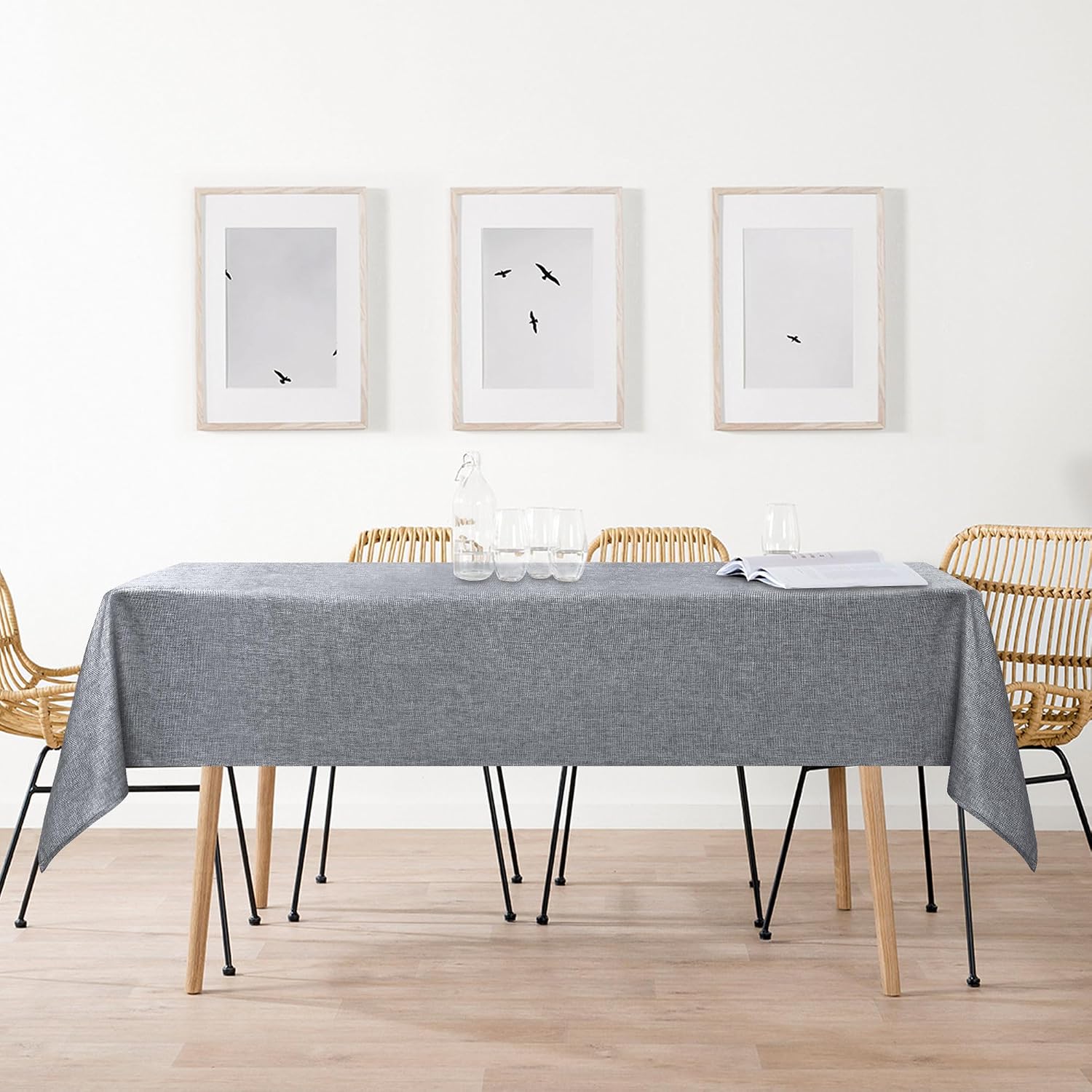 Thumbnail 6 de DWCN Grau Tischdecke 135x200 cm – Leinenoptik, wasserabweisend und abwaschbar