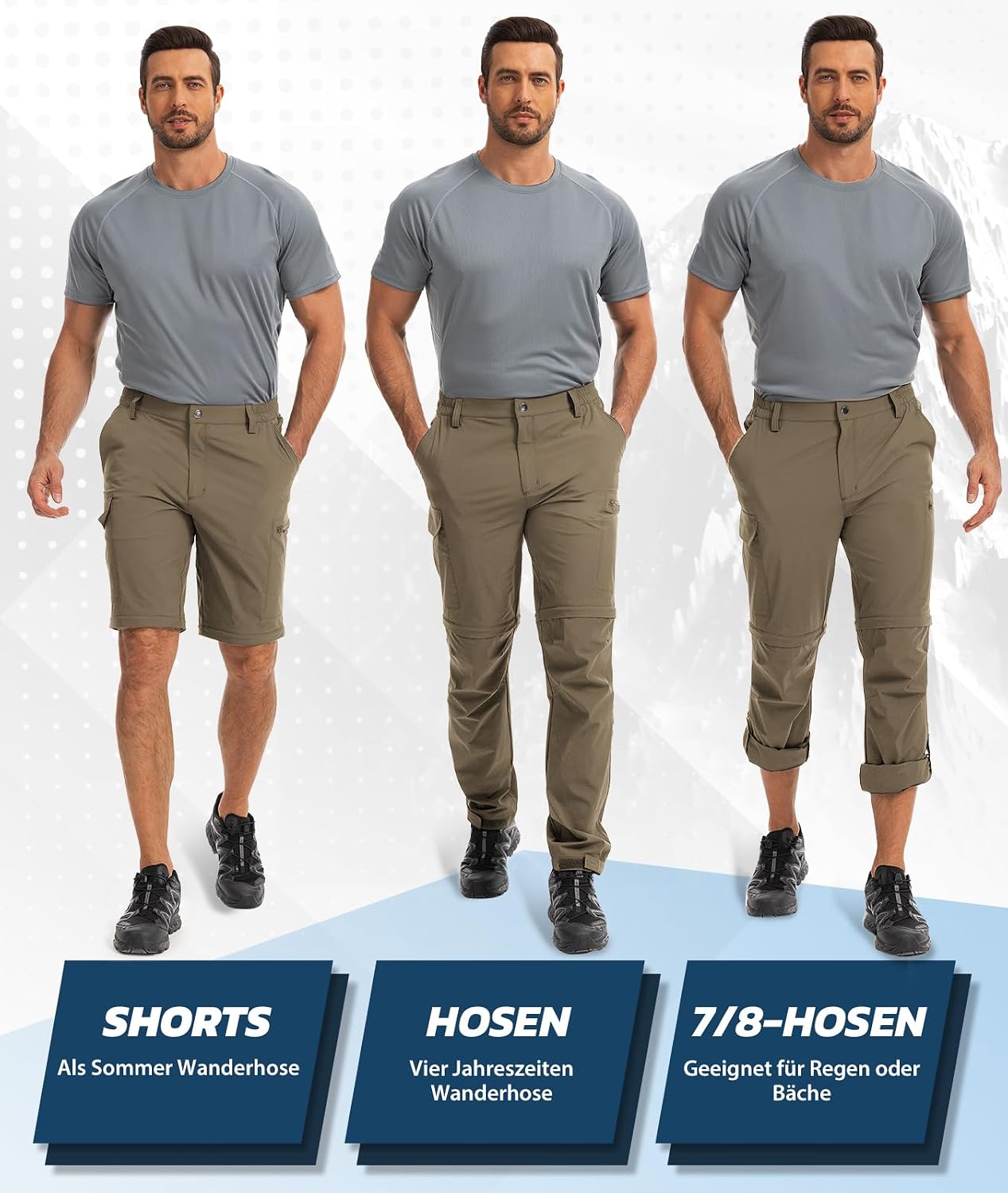 Detalle 2 de Hiauspor Wanderhose Zip-Off Herren, 5 Taschen