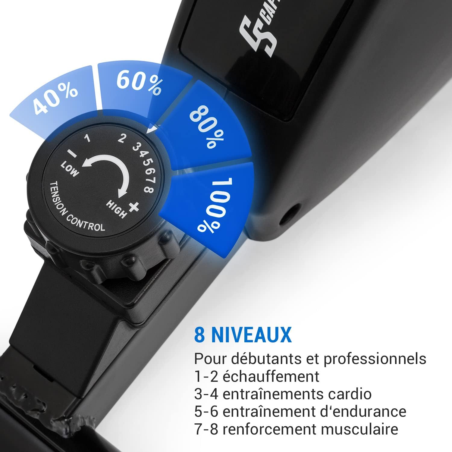 Detalle de CAPITAL SPORTS Mini Fitness Fiets: opvouwbare mini-hometrainer met 8 standen