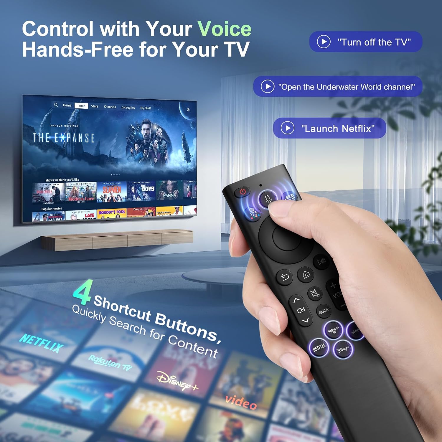 Detalle de Voice Replacement for Samsung-Smart-TV-Remote with Voice Function and Shortcut Buttons