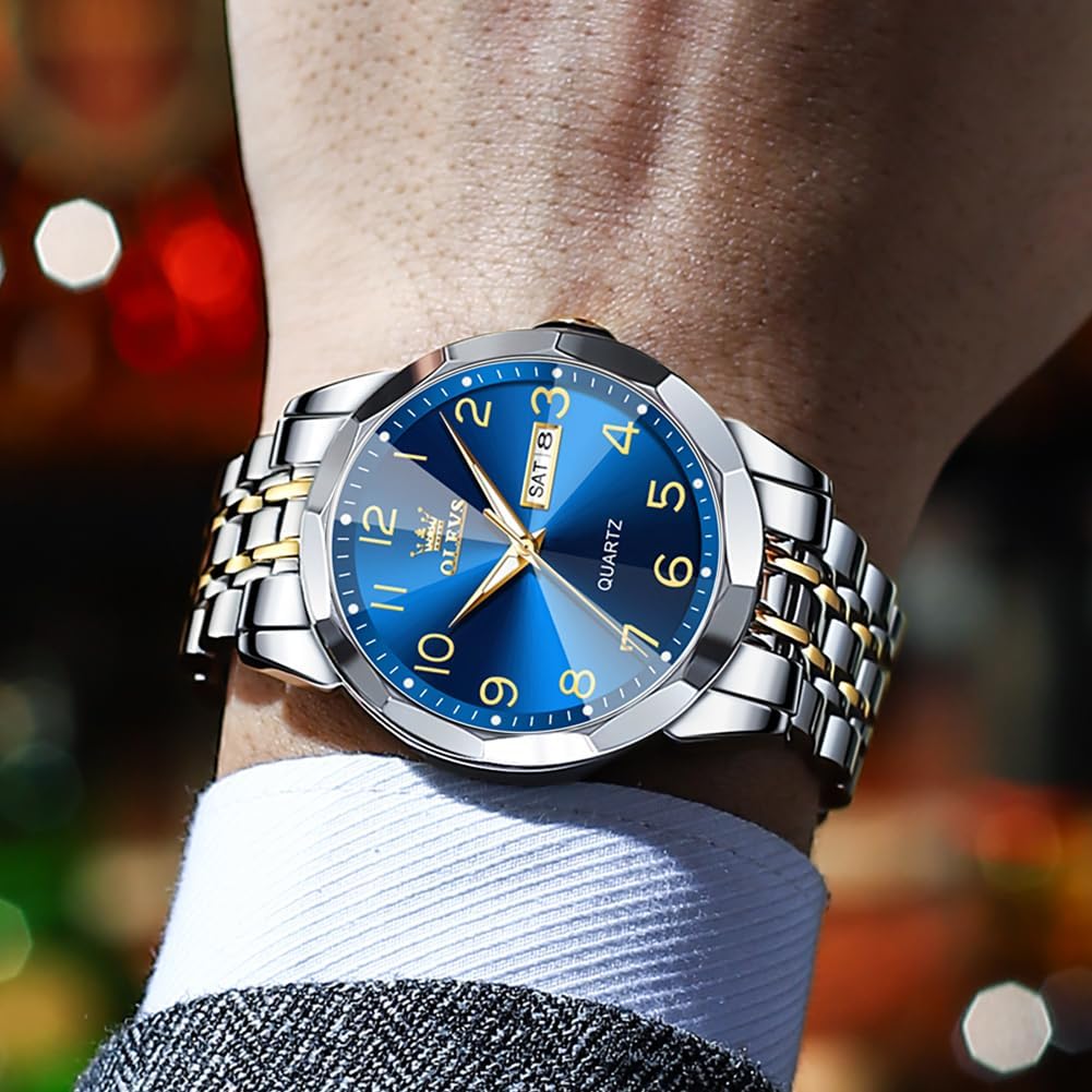 Thumbnail 3 de OLEVS Herrenuhr Business Quarz – Edelstahl, Leuchtend, Datum