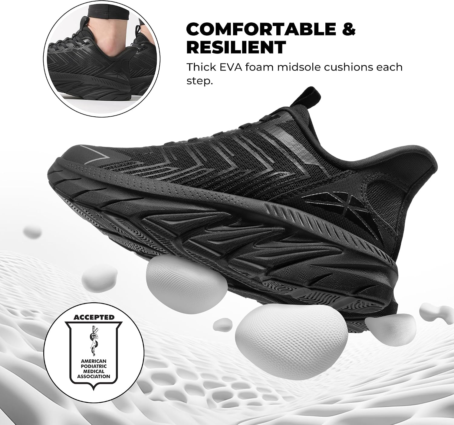 Detalle de ALLSWIFIT Women's Slip-On Walking Sneakers with Cushioned EVA Midsole