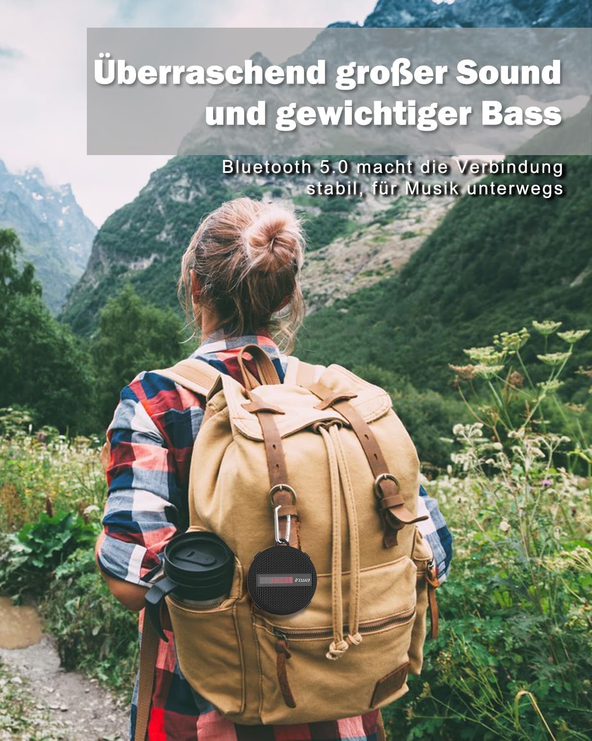 Thumbnail 2 de Inwa tragbarer Bluetooth-Fahrradlautsprecher mit Display, IPX7 und Freisprechfunktion