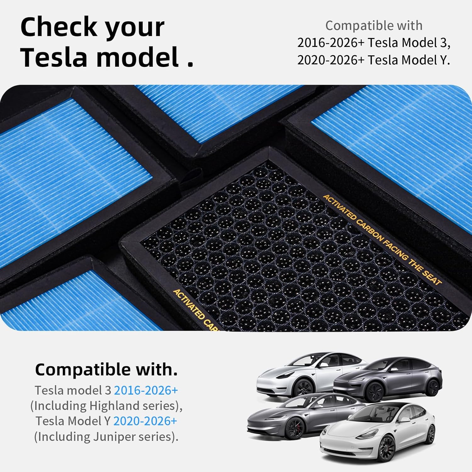 Detalle 2 de CYBERBEANS Repuesto HEPA para Tesla Model 3/Model Y