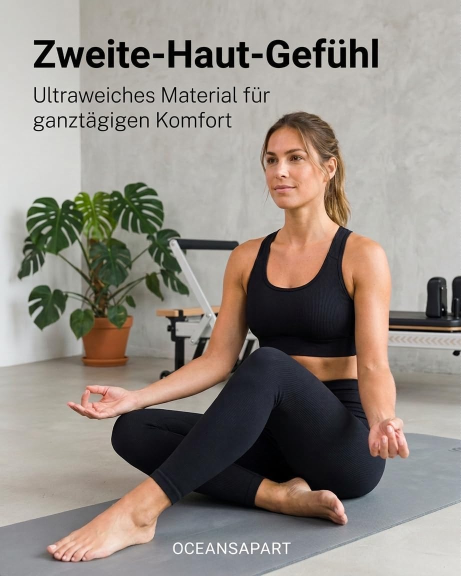 Detalle de OCEANSAPART Legging Gianna pour femme — coupe haute, opaque et évacuation d'humidité, confort et flexibilité