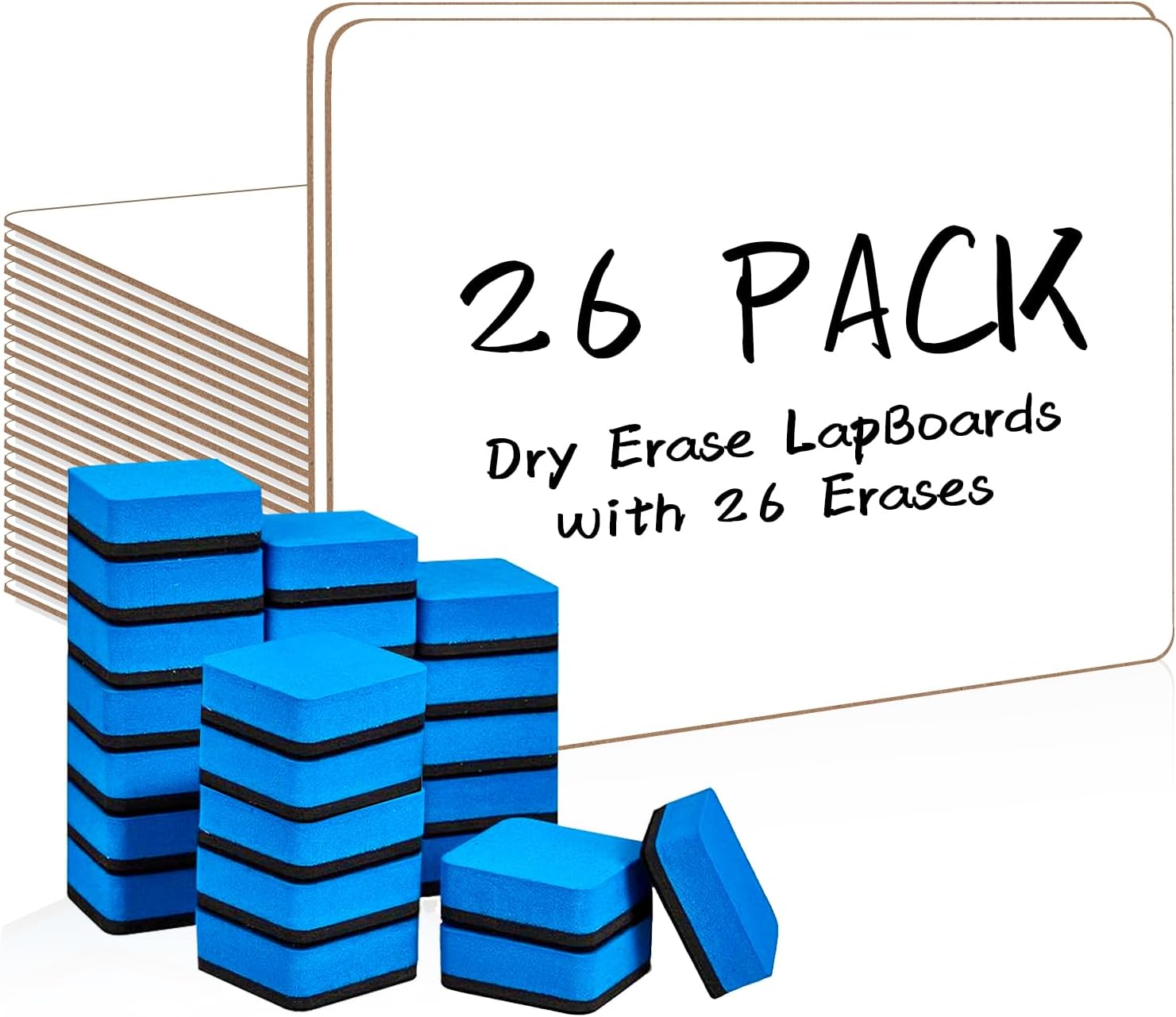 Detalle de PANDRI BOARD+ERASE SET Double-Sided Dry Erase Boards, 26-Pack with Erasers