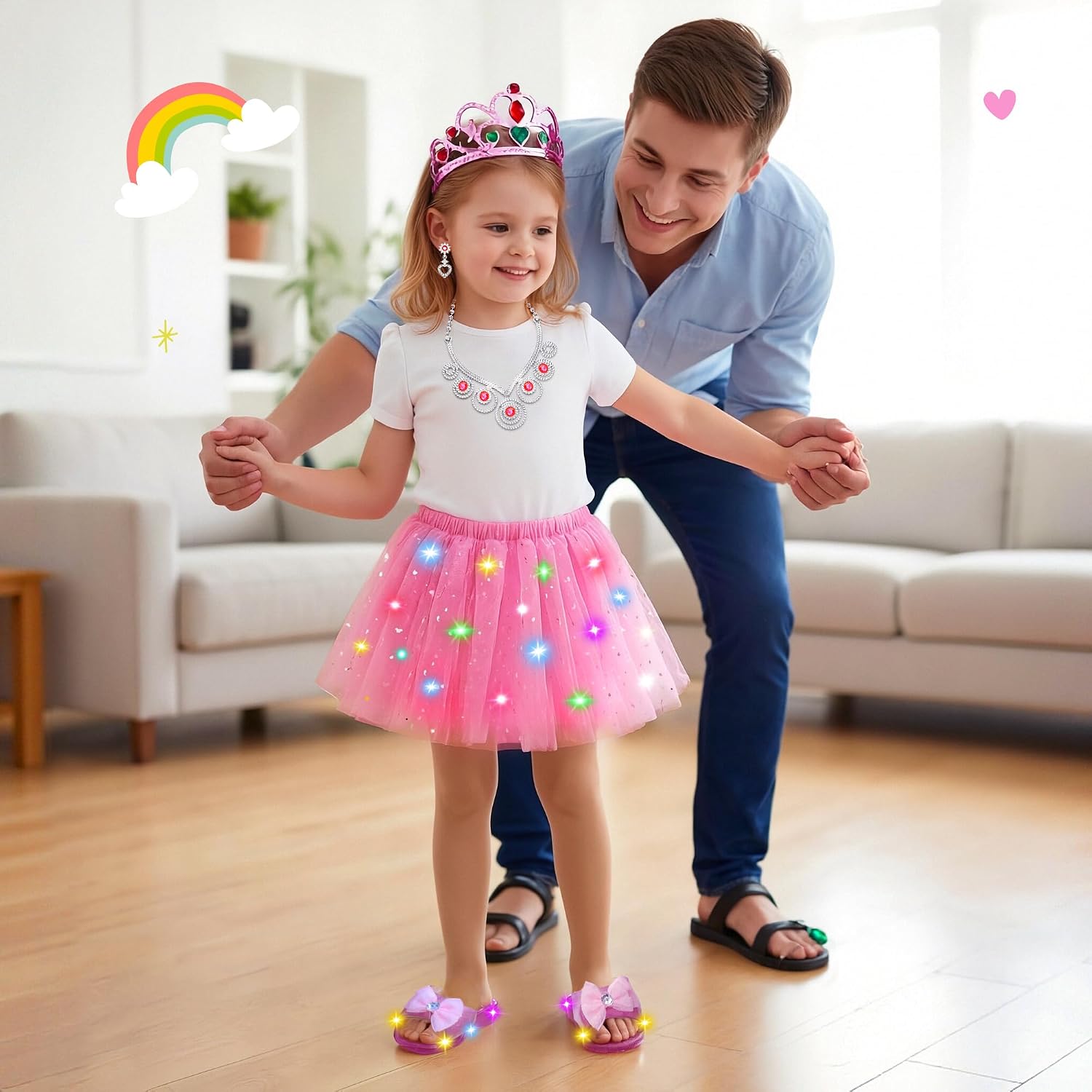 Detalle 1 de Meland Princess Dress-Up Set for Girls Ages 3–6 with Light-Up Shoes and 3 Skirts