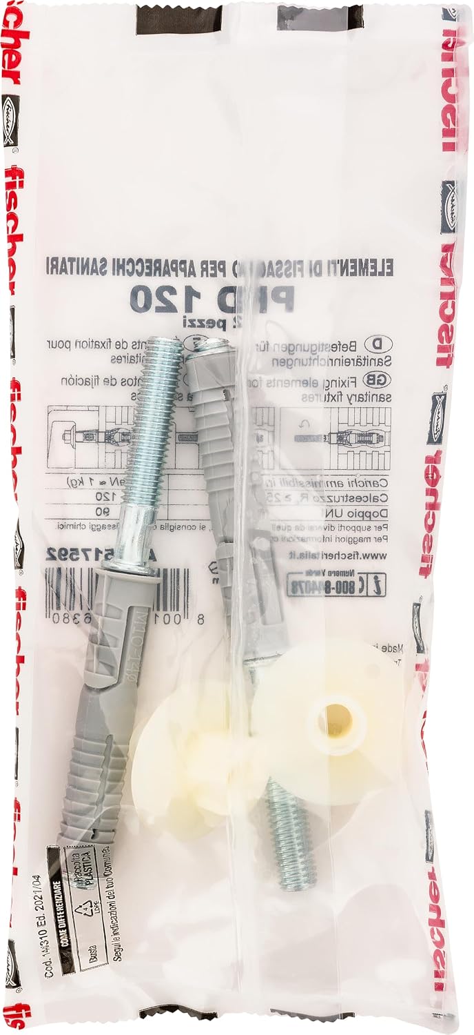 Thumbnail 1 de Fischer PFD 120 kit fissaggio per lavabi e sanitari a parete (con 2 tasselli e 2 viti) 517592