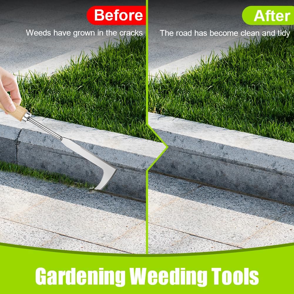 Detalle de Adiwo 3-Piece Stainless Steel Hand Weeder Tool Set with Gloves – Durable Garden Weeding Kit