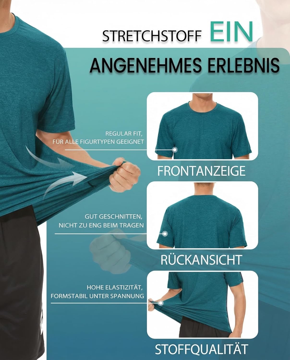 Thumbnail 5 de MAGCOMSEN Herren Sportshirt atmungsaktiv – leichtes Lauf- und Funktionsshirt mit Polyestermix