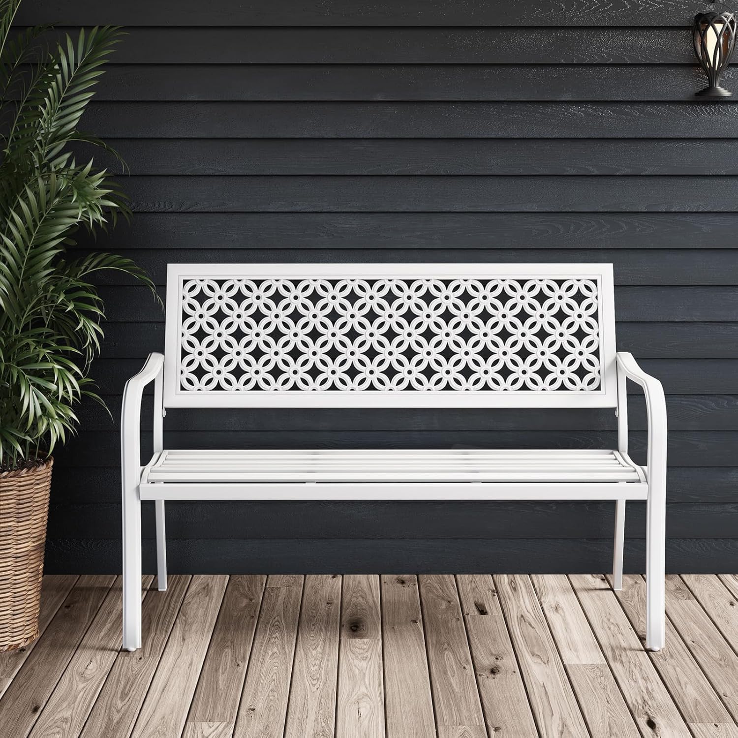 Thumbnail 3 de Grand patio Garden Bench (Modern White) – rust-resistant outdoor bench for 2–3 seaters
