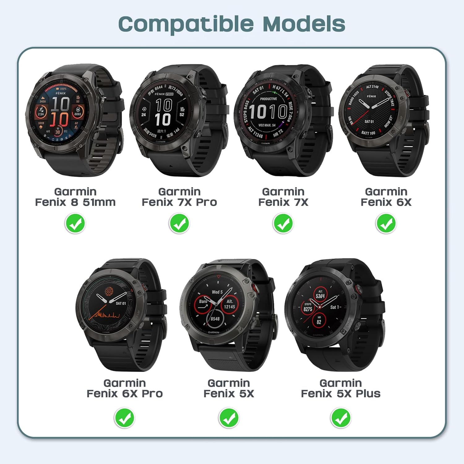 Thumbnail 3 de CHULN 26 mm Silikonarmband für Garmin Fenix 8 (51 mm) & Fenix 7X/6X – austauschbares Sport-Ersatzband