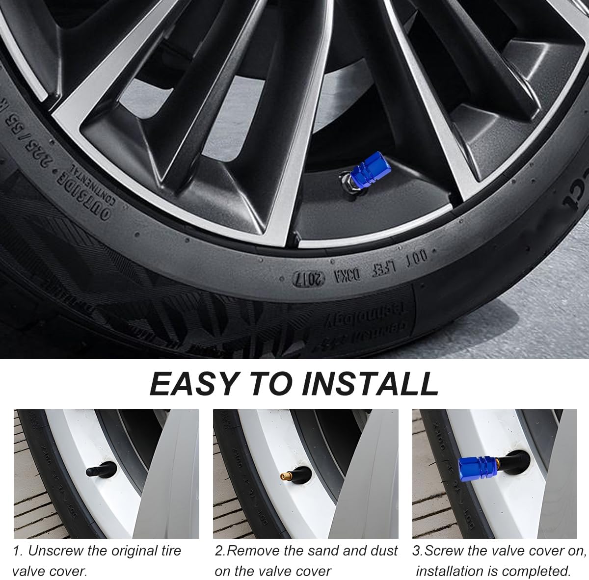 Detalle 2 de LSKASELUE Tire Valve Stem Caps, Aluminum