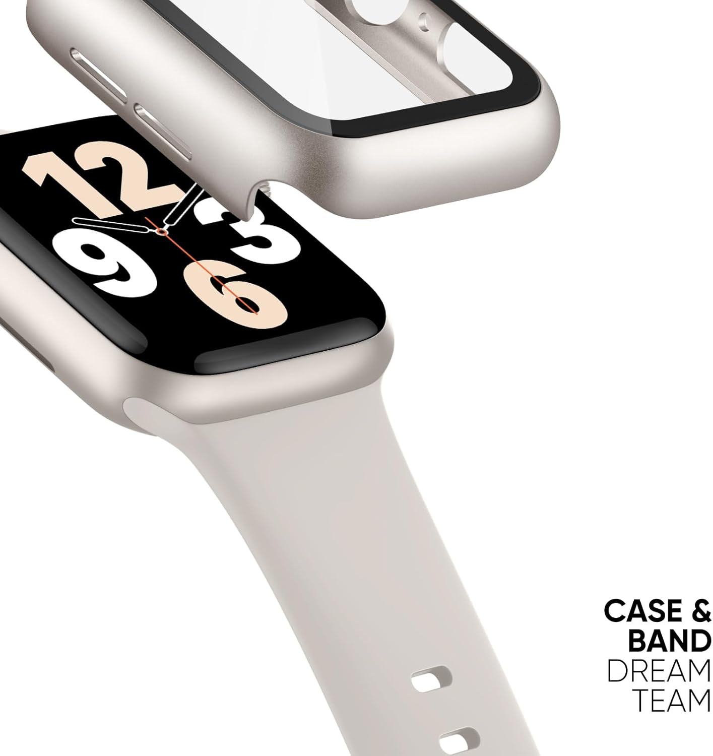 Thumbnail 1 de Joehwerr 3-in-1 silicone Apple Watch strap set for 40mm, with protective cover and 9H tempered glass (Starlight)