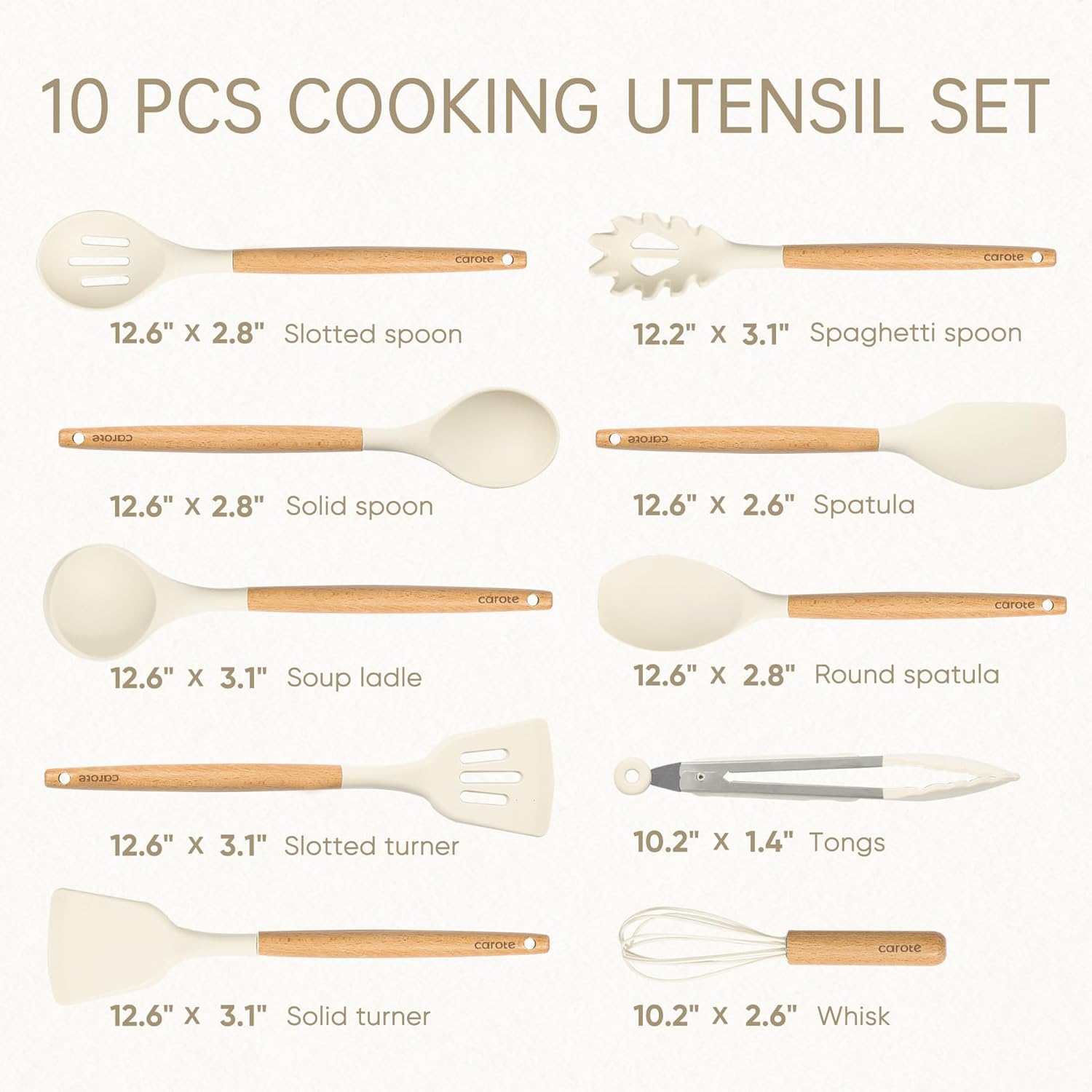 Thumbnail 1 de CAROTE Silicone Cooking Utensils Set 10 Pc