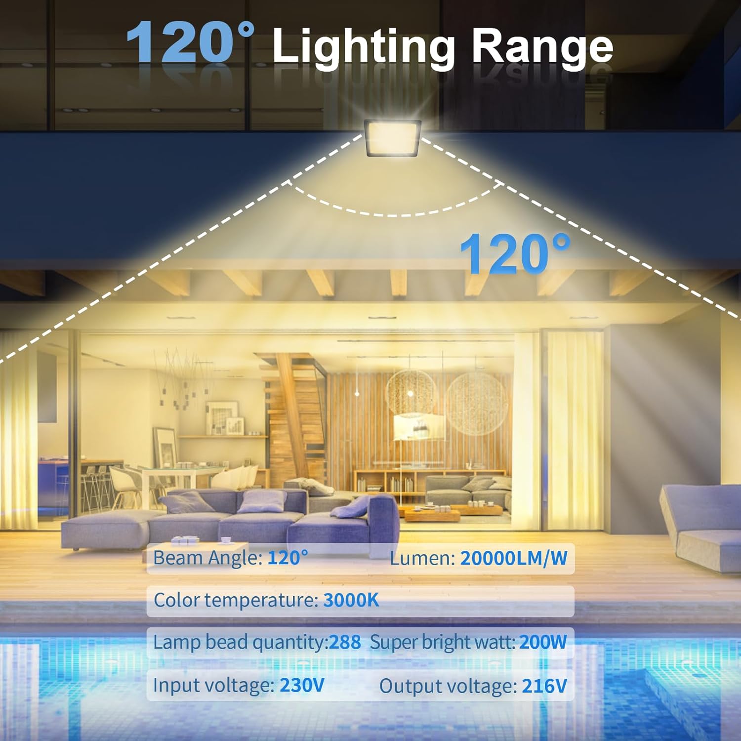 Thumbnail 1 de toobettp 200W Projecteur LED Extérieur – 20000 LM, 3000K, IP66