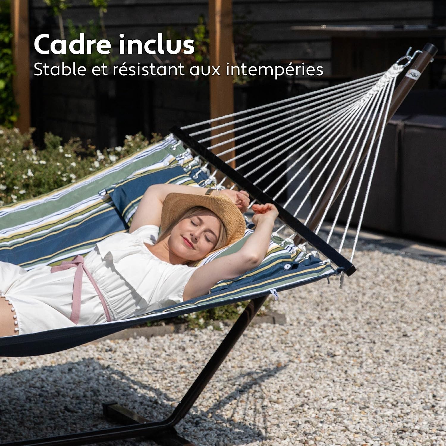 Detalle de VITA5 5331252 hangmat met onderstel voor 2 personen, 190 x 140 cm