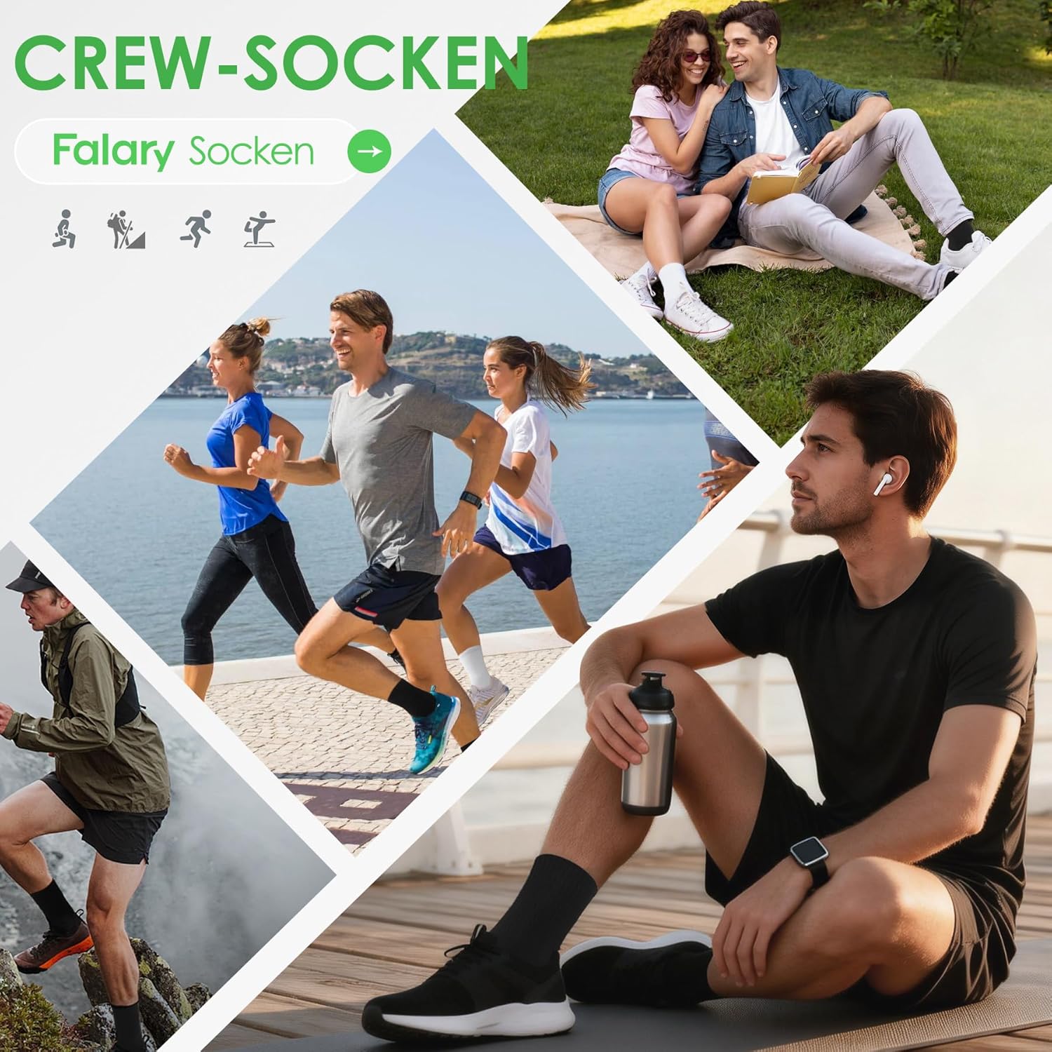 Thumbnail 6 de FALARY Crew-Sportsocken für Herren & Damen – atmungsaktive Baumwollsocken im 3er/6er/12er Set (Größe 35–50)